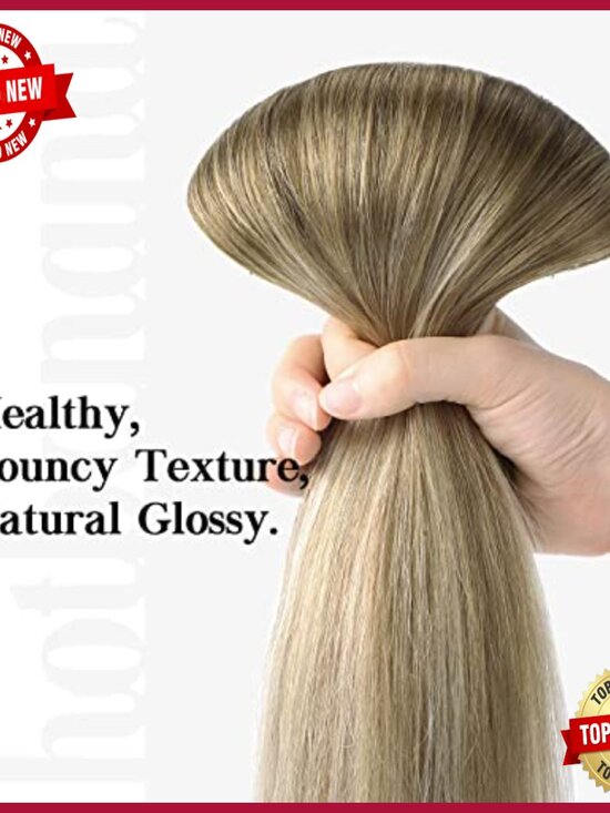 18 Inch Human Hair Clip-In Extensions, 7pcs, Straight Remy Hair